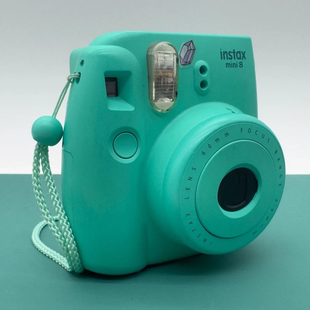 Fujifilm Instax Mini 8 Instant Film Camera Mint Aqua Tested Working Film Loaded